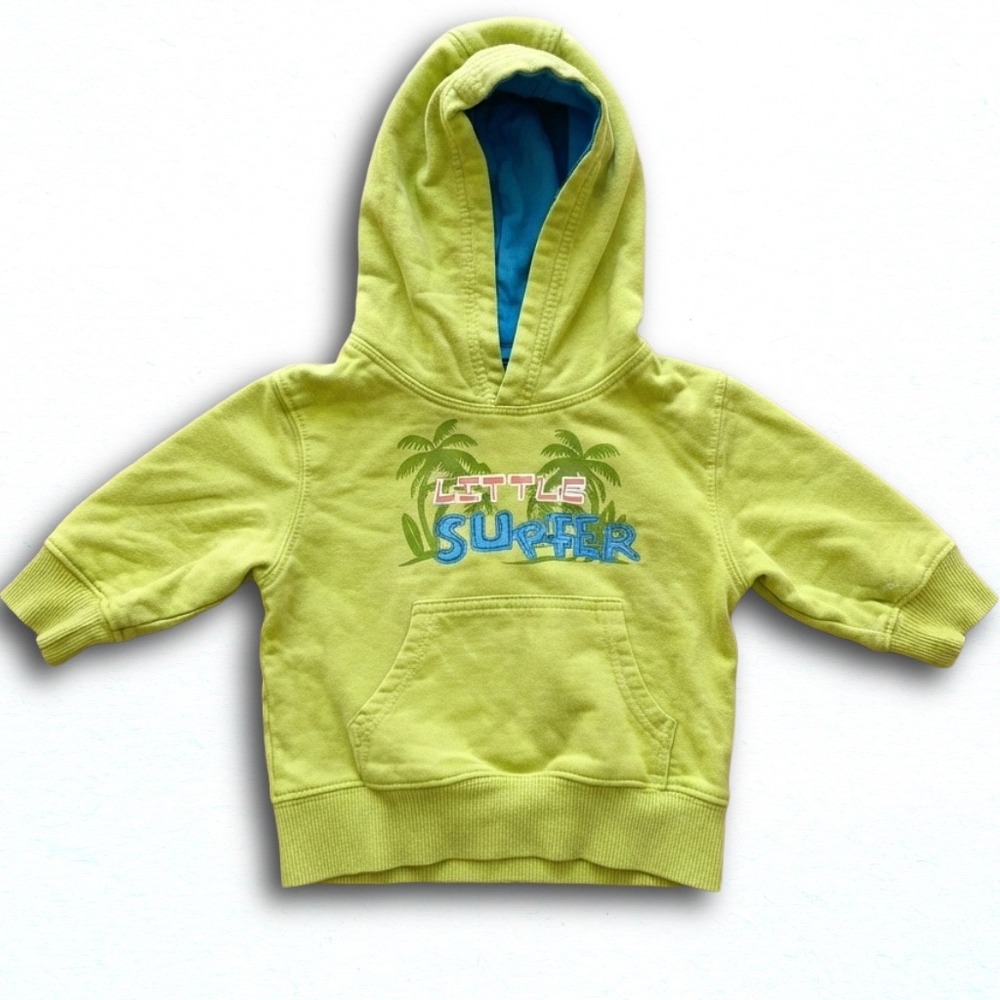 Gymboree Little Surfer Lime Green Hoodie Sweatshirt 6-12 Months Cotton 240375403
